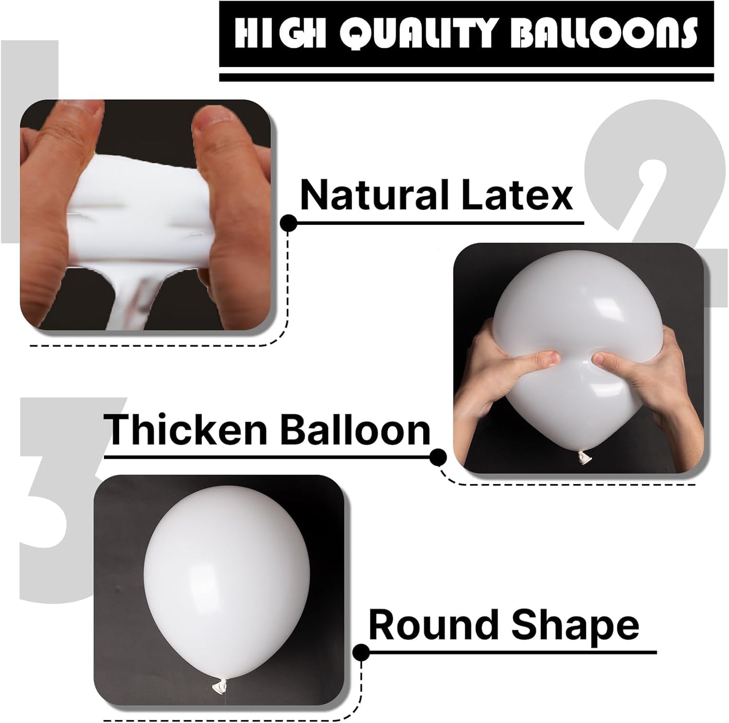 PartyWoo White Balloons - 127-Piece Latex Balloon Arch Kit for Weddings & Celebrations | Various Sizes 5-18 Inch