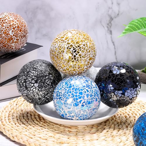 uxcell 3Pcs Decorative Glass Balls 3.15 in Orbs Centerpiece Balls,