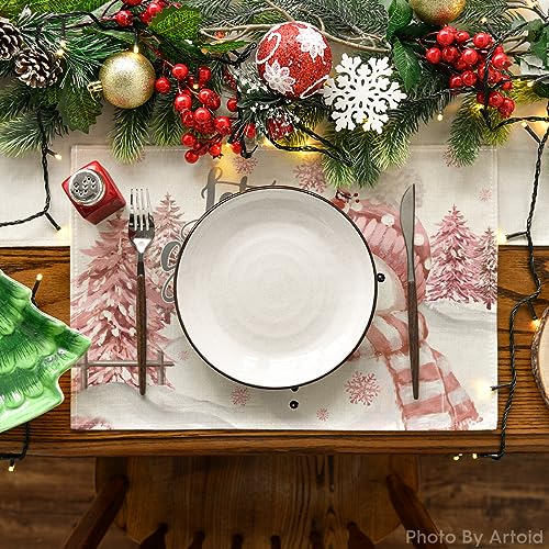 Artoid Mode Xmas Trees Let It Snow Pink Snowman Christmas Placemats