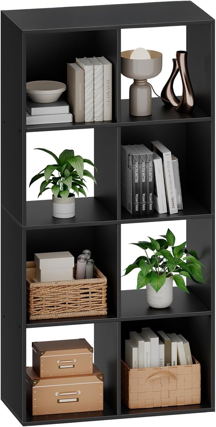 Sweetcrispy 8 Cube Storage Organizer - Versatile Open Cube Bookshelf with Removable Back Panels | 47.7" L x 11.6" W x 24" H, Black