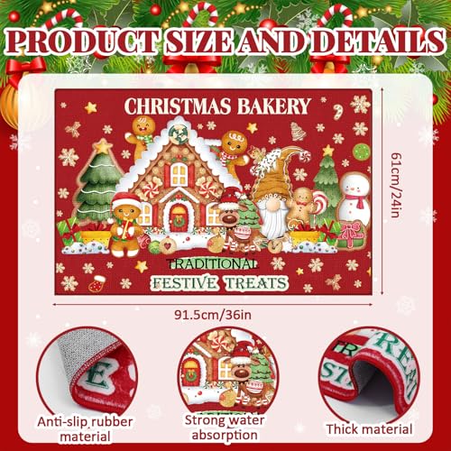 Drydiet Gingerbread Man Christmas Door Mat 2x3 ft Non-Slip Indoor Rug