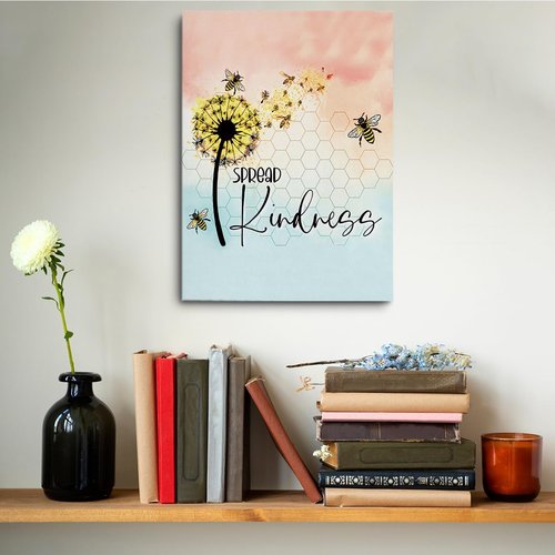 Henhesaha Cute Bee Decor - Inspirational Quotes Canvas Wall Art | Framed Aesthetic Prints for Home & Bedroom (11.4x15 IN)