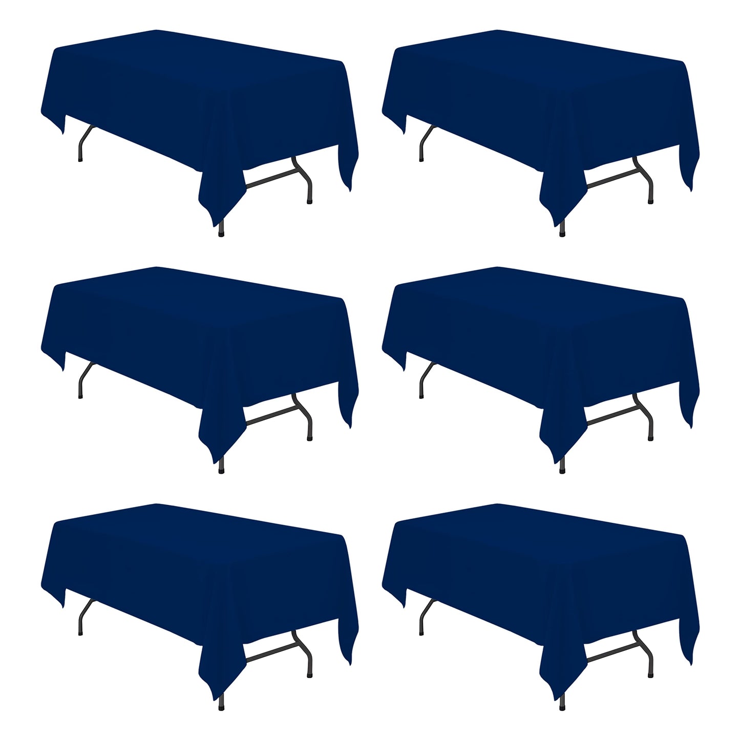 BRILLMAX 6 Pack Navy Blue Tablecloths 60 x 102 Inch for 6ft Rectangle Tables - 150 GSM Polyester Fabric, 15" Standard Drop, Water, Stain & Wrinkle Resistant Cloth Cover for Wedding Dining Buffet
