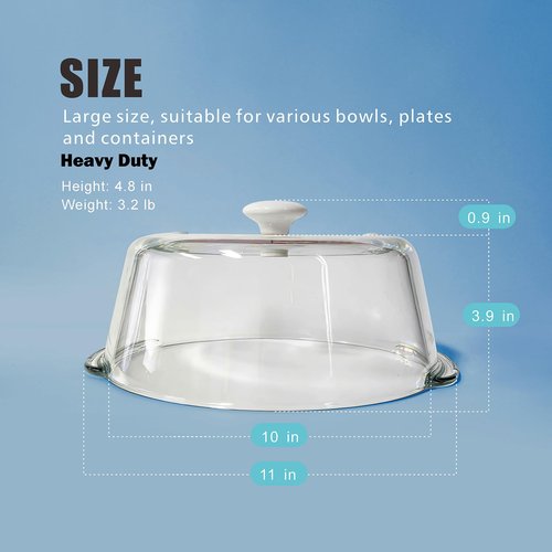 FANQIEW Glass Microwave Splatter Cover for Food Tall Microwave Cover with White Ceramic Knob 100% Food Safe 10 In Plate Splatter Guard Lid with Vent Hole BPA Free Dishwasher Safe