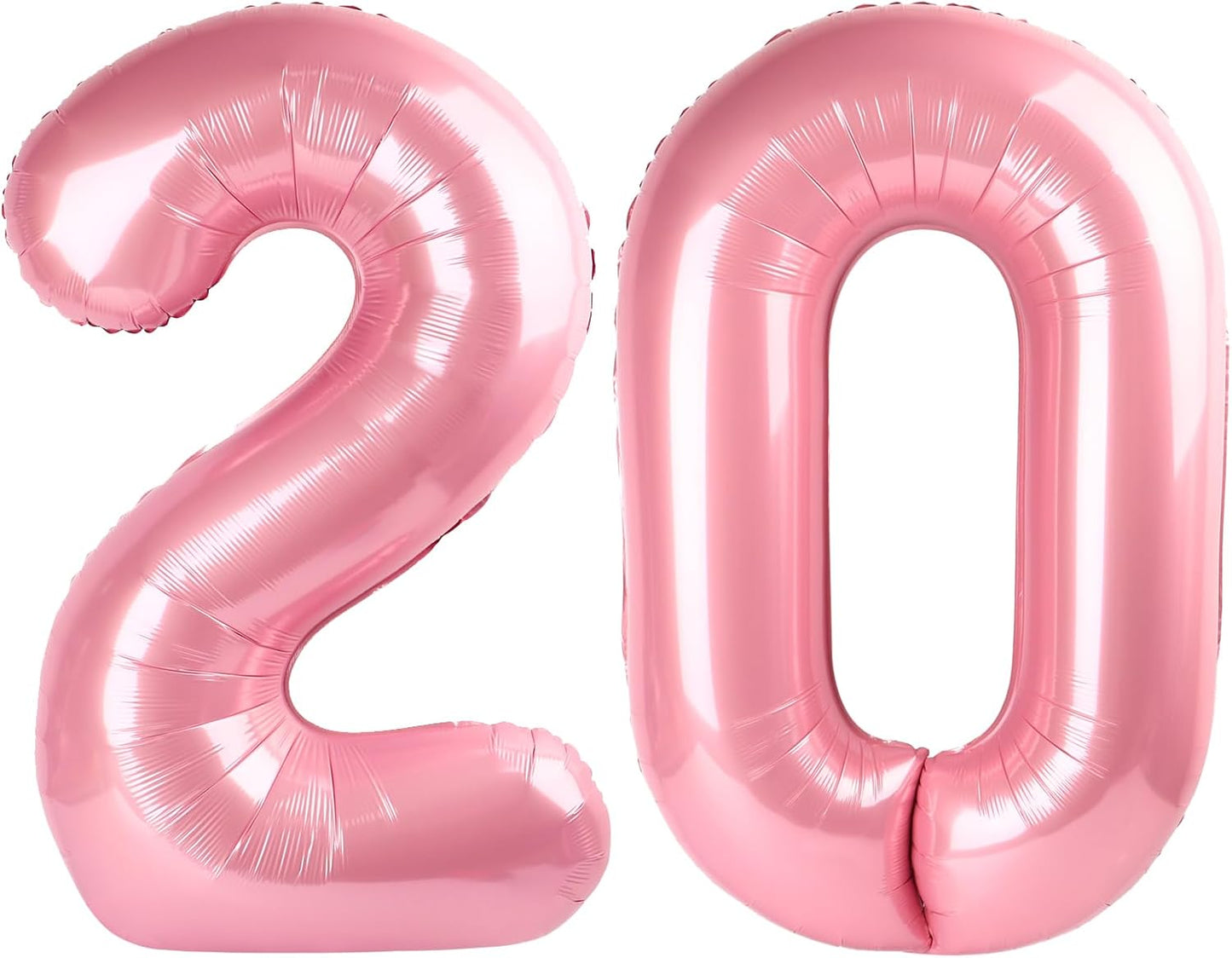 Number Pastel Pink Balloons - 40 Inch Large Foil Balloon for Happy 20th Birthday Celebrations
