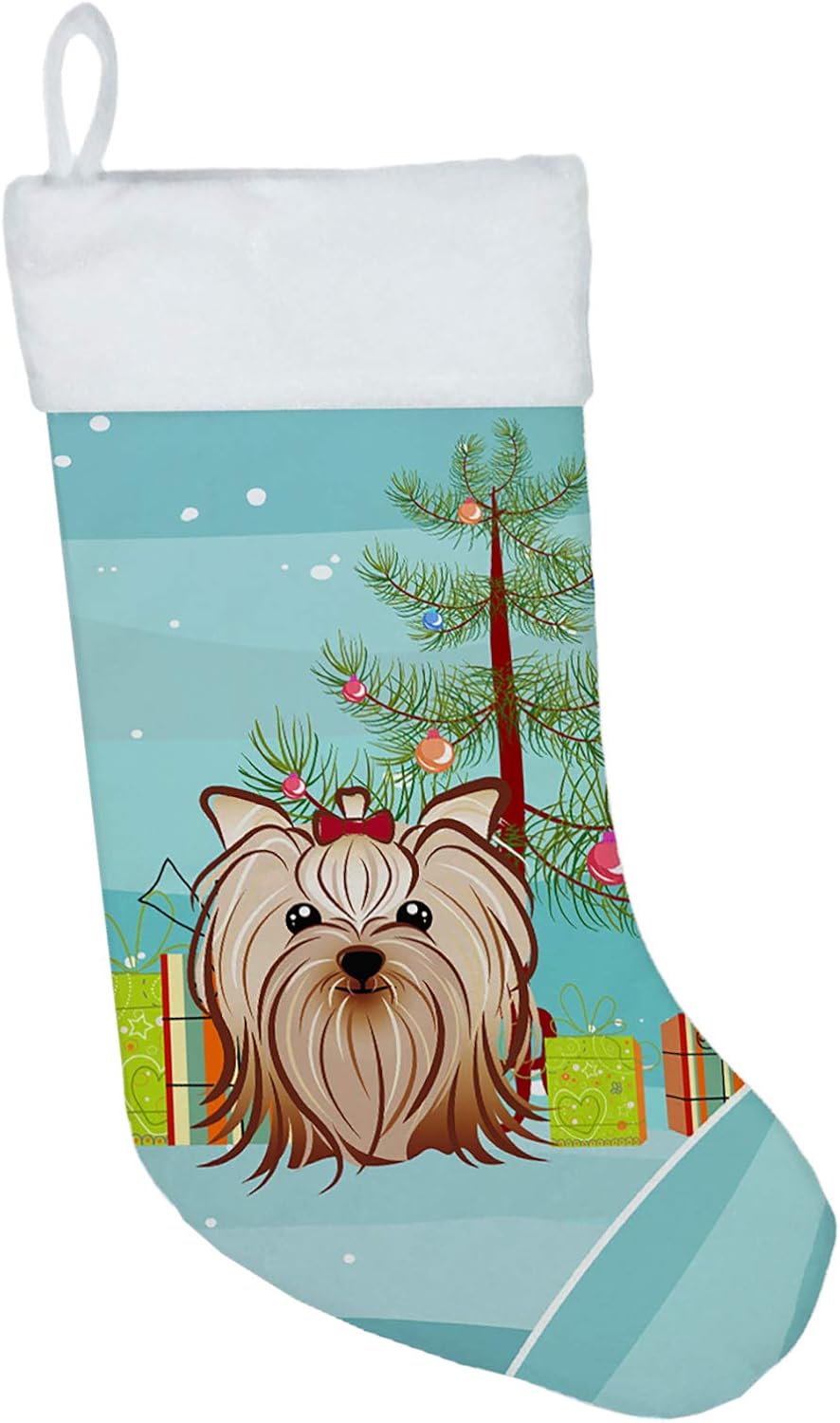 Shih Tzu Christmas Stocking - Chocolate Brown Dog Holiday Decor for Fireplace