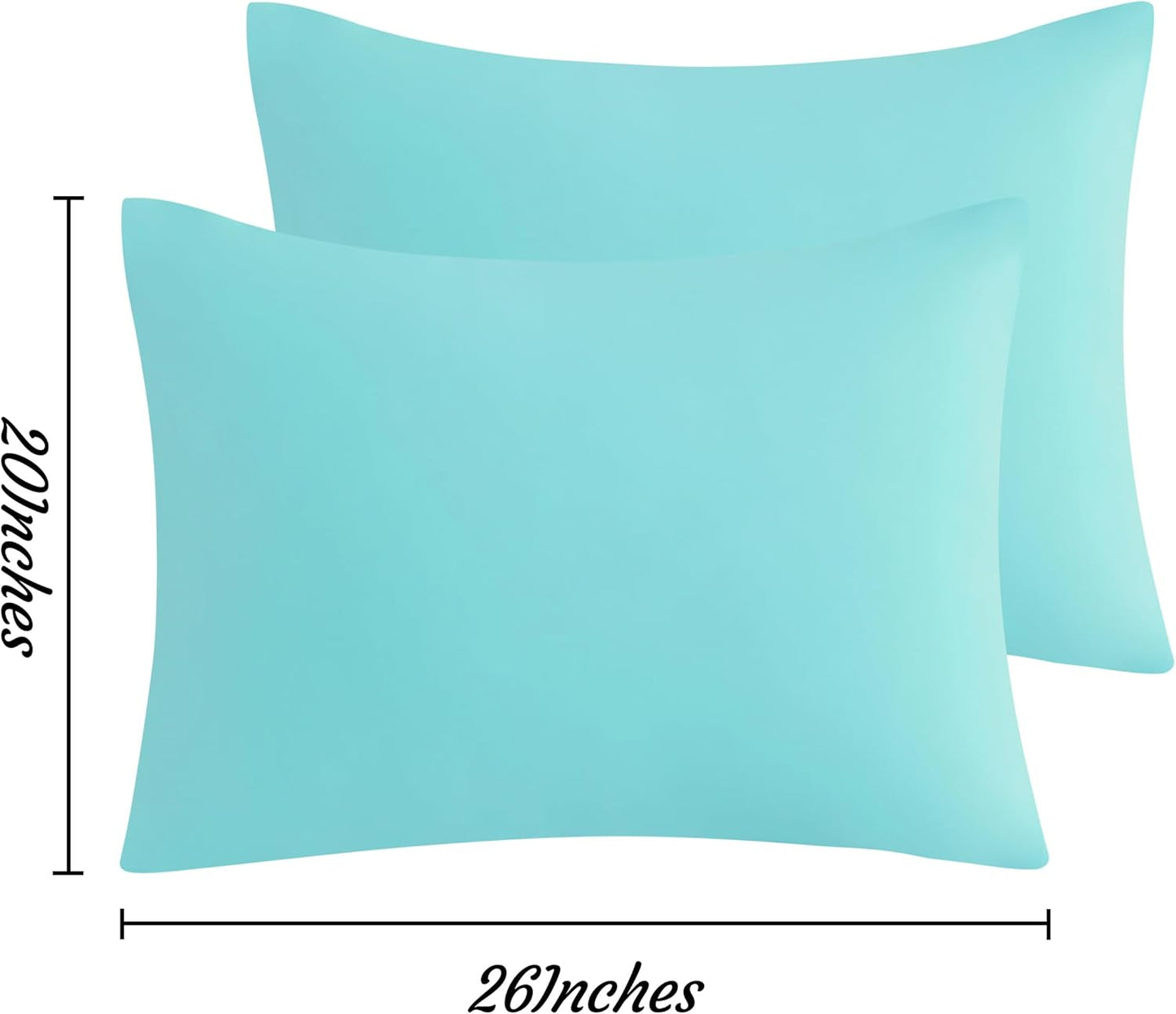 NTBAY Pillow Cases Set of 2 - Soft Brushed Microfiber, Wrinkle & Stain Resistant, Aqua 20x26 Inches