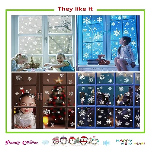 Snowflake Window Clings for Glass Windows Snow Spray, 321PCS Christmas Window Clings Winter Xmas Holiday Window Stickers Decals Decor, 9 Sheets Christmas Decorations for Office Clearance Indoor