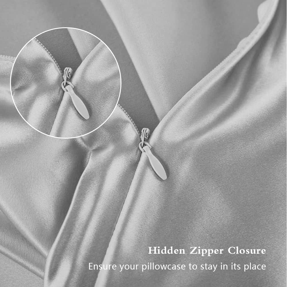 Mulberry Silk Pillowcase by Regine Switzerland - Anti-Acne Cooling Queen Size | Smooth Natural Satin in Grey