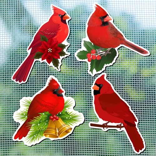 Photect 8 Pcs Cardinal Bird Screen Door Magnets - Christmas Variation