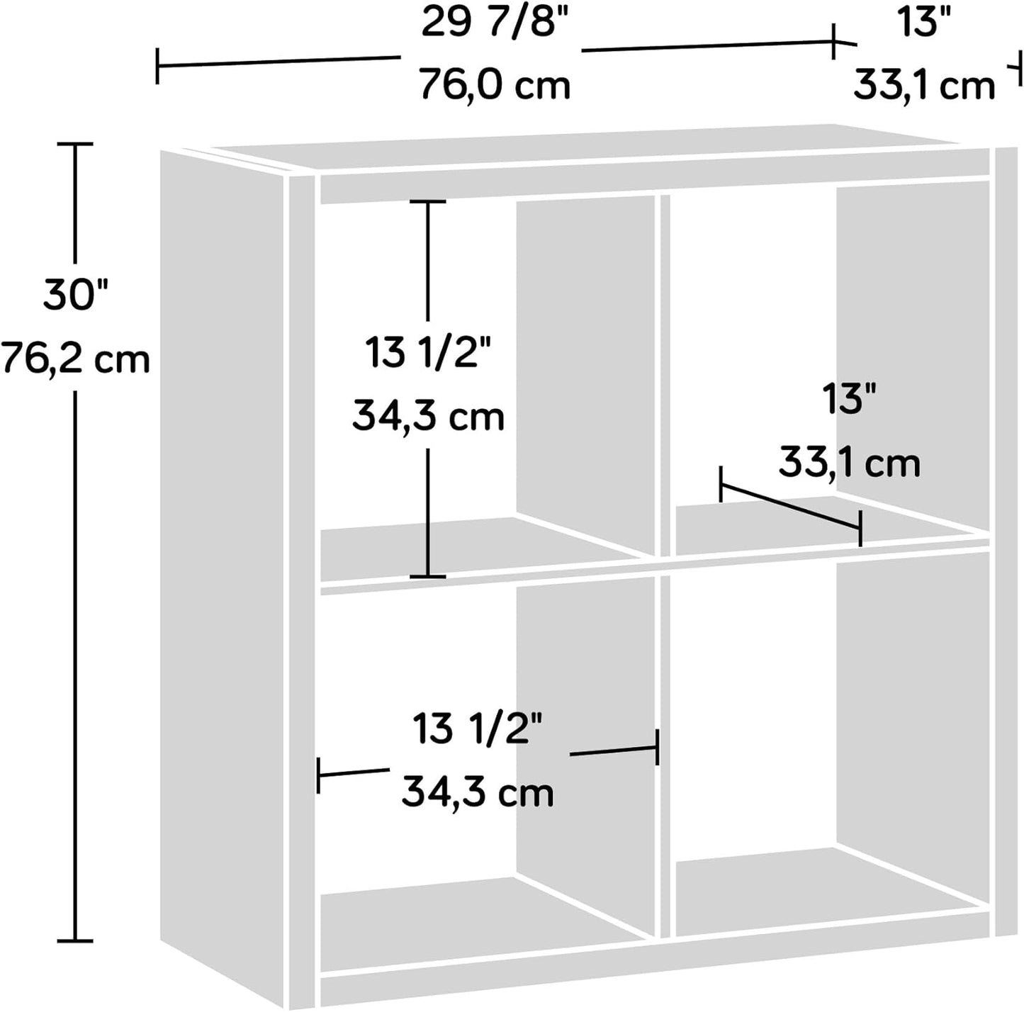 Sauder 4-Cube Organizer Bookcase - Versatile Storage Solution in Mystic Oak Finish