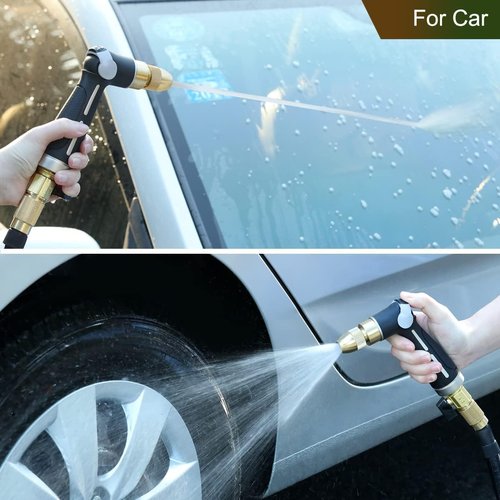 FANHAO Heavy Duty Metal Garden Hose Nozzle - High Pressure Jet with Adjustable Spray Patterns | Thumb Flow Control