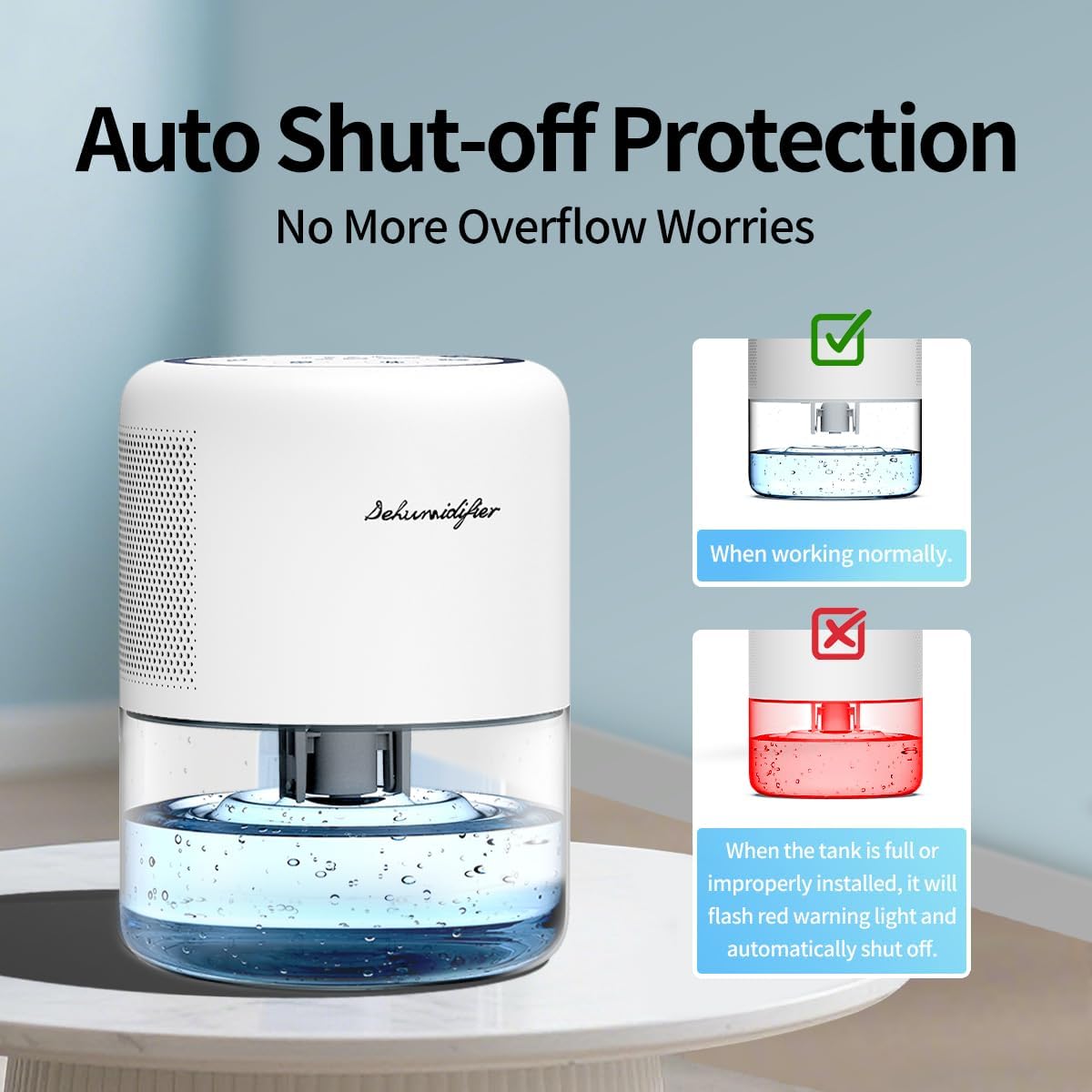 Skiennix 44oz Small Dehumidifier - Auto-Off, Quiet Operation, 10 Color Lights | Ideal for Bedrooms & Closets (215 sq.ft)