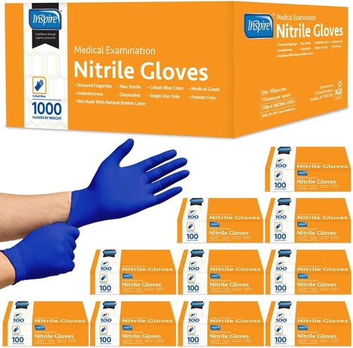 Inspire Nitrile Exam Gloves - Premium Stretch Cobalt Blue | Latex-Free Medical Gloves, Size 4.5
