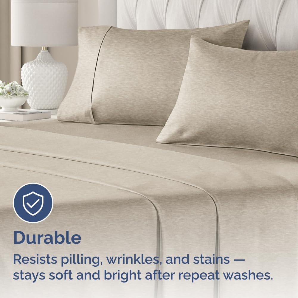 Skiennix Queen Pillow Cases Set of 2 | Ultra Soft Hotel Quality & Wrinkle Free | Heathered Beige
