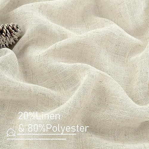 Natural Linen Curtains 2 Panels 52"W x 102"L Back Tab - Ivory, Light Filtering