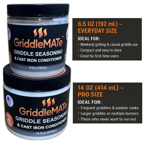 GriddleMATe Griddle Seasoning - Premium 2-in-1 Blend for Blackstone & Cast Iron Cookware - High Smoke Point, Non-GMO