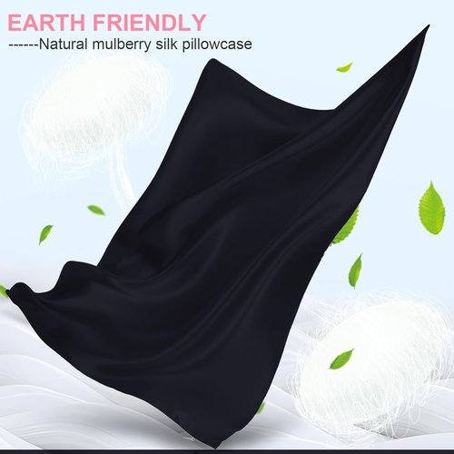 **Skiennix Silk Pillowcases - 2 Pack Queen Size | Mulberry Silk for Hair & Skin - Navy Blue**