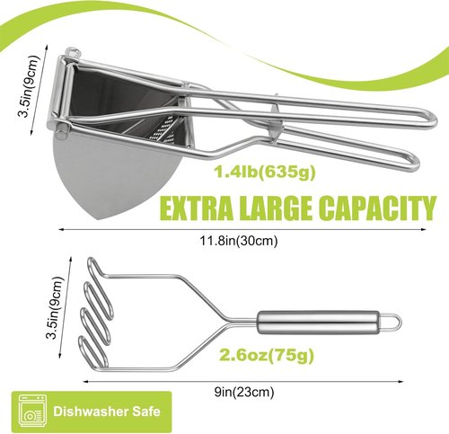 Heavy Duty Stainless Steel Potato Ricer Set by [Brand Name] - Professional Masher for Smooth Mashed Potatoes & Baby Food