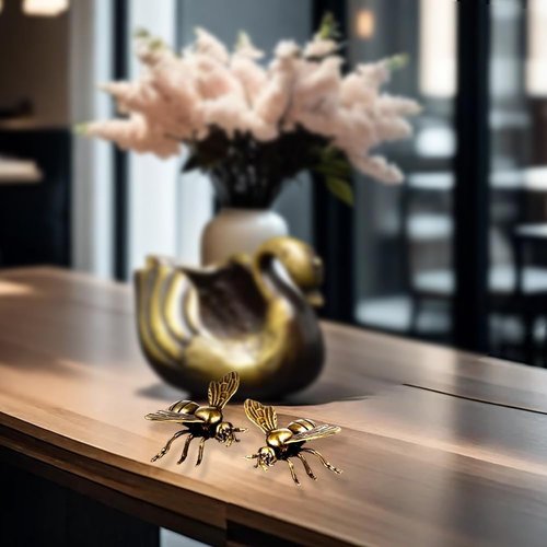 Gold Bee Figurines by [Brand Name] - Elegant Brass Insect Statues for Home Decor | 3-Piece Set