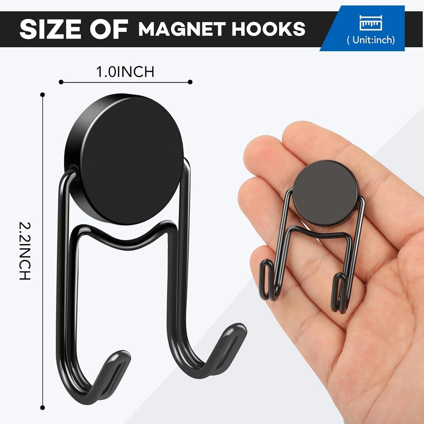 LOVIMAG Magnetic Hooks - Heavy Duty 50lbs+ Magnet Hooks for Cruise & Home | 5 Pcs Black