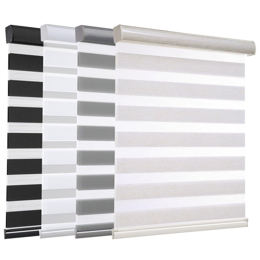 MYshade Cordless Zebra Blinds - Dual Layer Light Filtering & Blackout Privacy Shades, Day/Night Window Blinds for Bedroom/Living Room/Office, Free-Stop Easy Install Cordless (Beige-20 W x 72" H