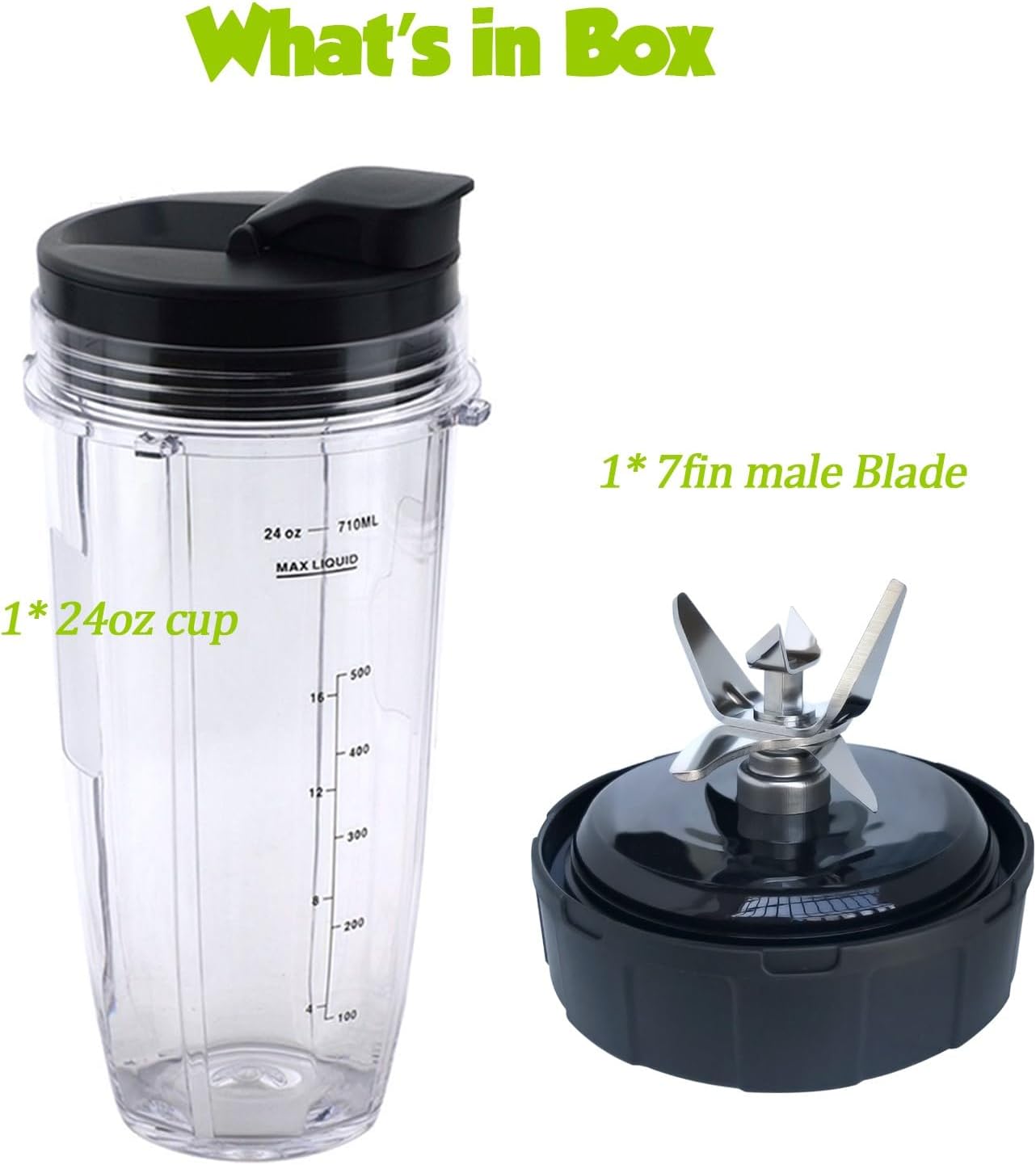 Nutri Ninja Replacement Blender Blade & 24oz Cup Accessories - Includes Lid for SS Series Models