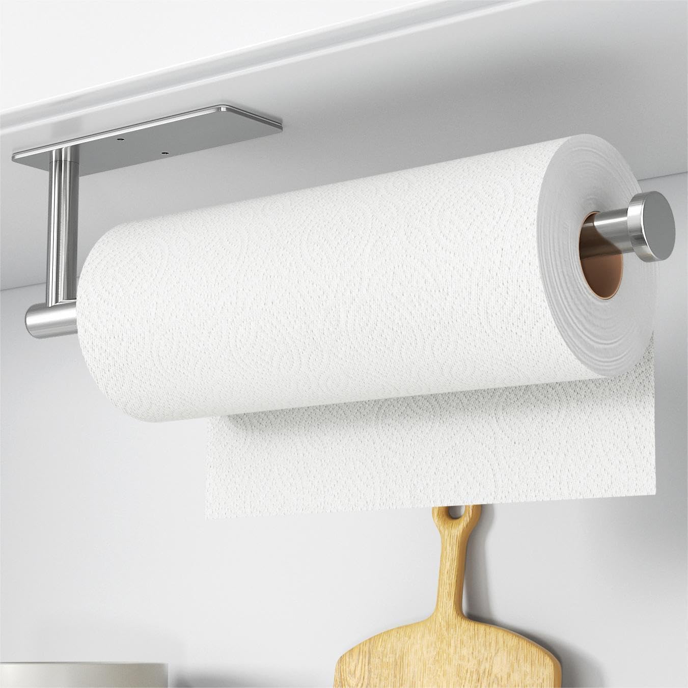 Skiennix Paper Towel Holder - Wall Mounted, Self-Adhesive Brushed Nickel SUS304 Stainless Steel Dispenser