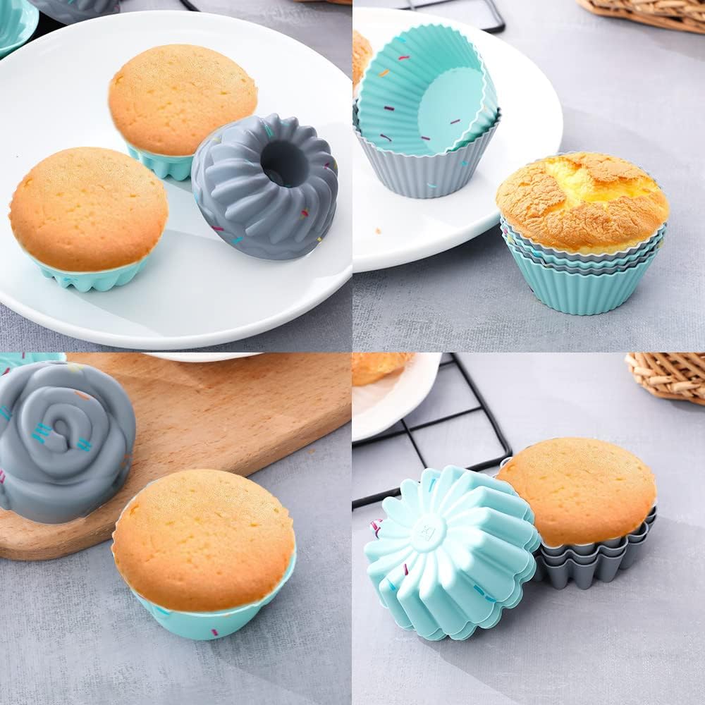 Skiennix Nonstick Silicone Bakeware Set - 30-Piece Baking Essentials with Cake Molds & Muffin Pans