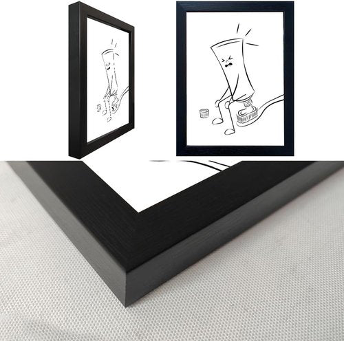 Framed Funny Bathroom Wall Art - Black & White Toilet Decor | Minimalist Humor Canvas Print