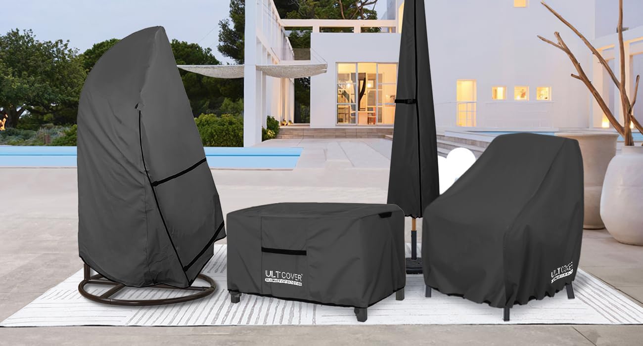 ULTCOVER Waterproof Patio Coffee Table Cover - Rectangular Design for 48x26x18 Inch Tables | Black
