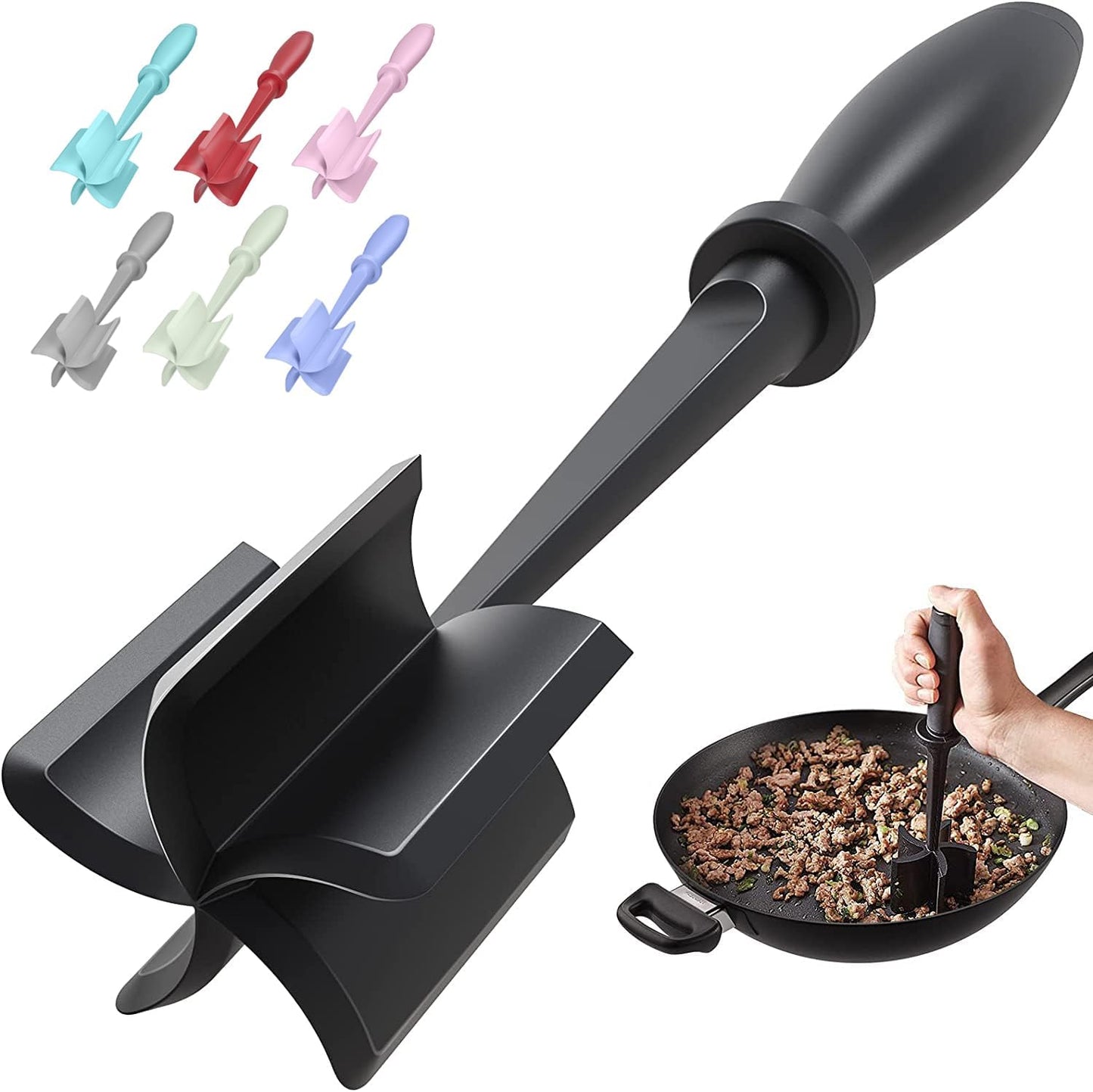 Skiennix Meat Chopper - Premium Heat Resistant Hamburger Grinder for Ground Beef | Black