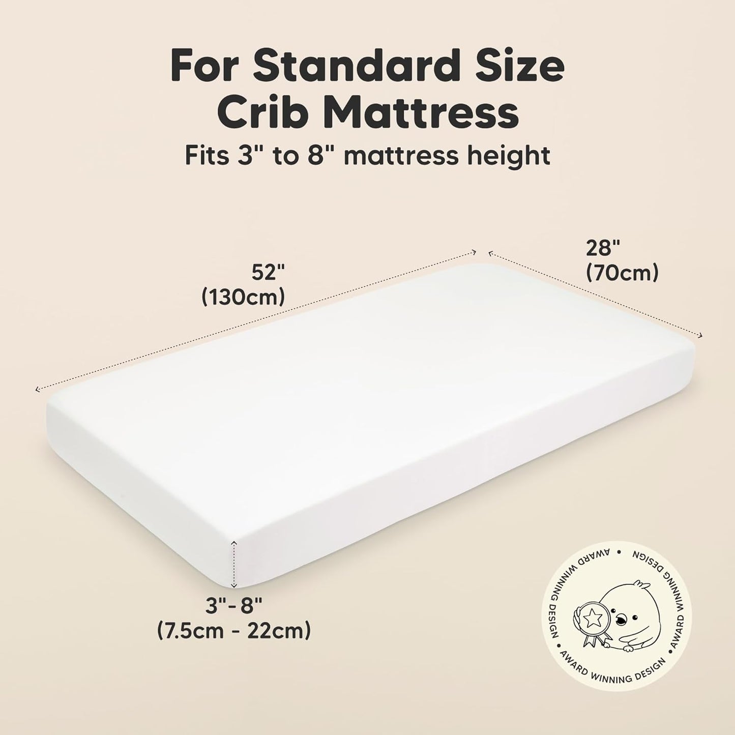 KeaBabies Organic Crib Sheets - 2-Pack Fitted Jersey Cotton for Boys & Girls | Soft, Breathable, 52x28 (Cloud)