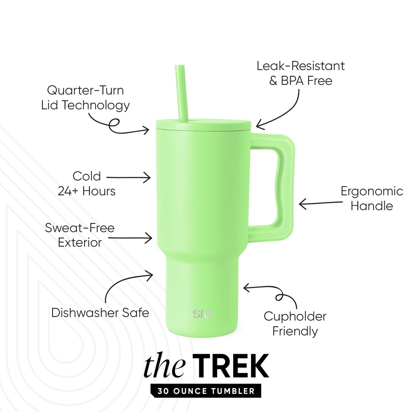 Simple Modern 30 oz Trek Tumbler with Handle and Straw Lid | Cup Holder Friendly Insulated Stainless Steel Travel Mug | Baja
