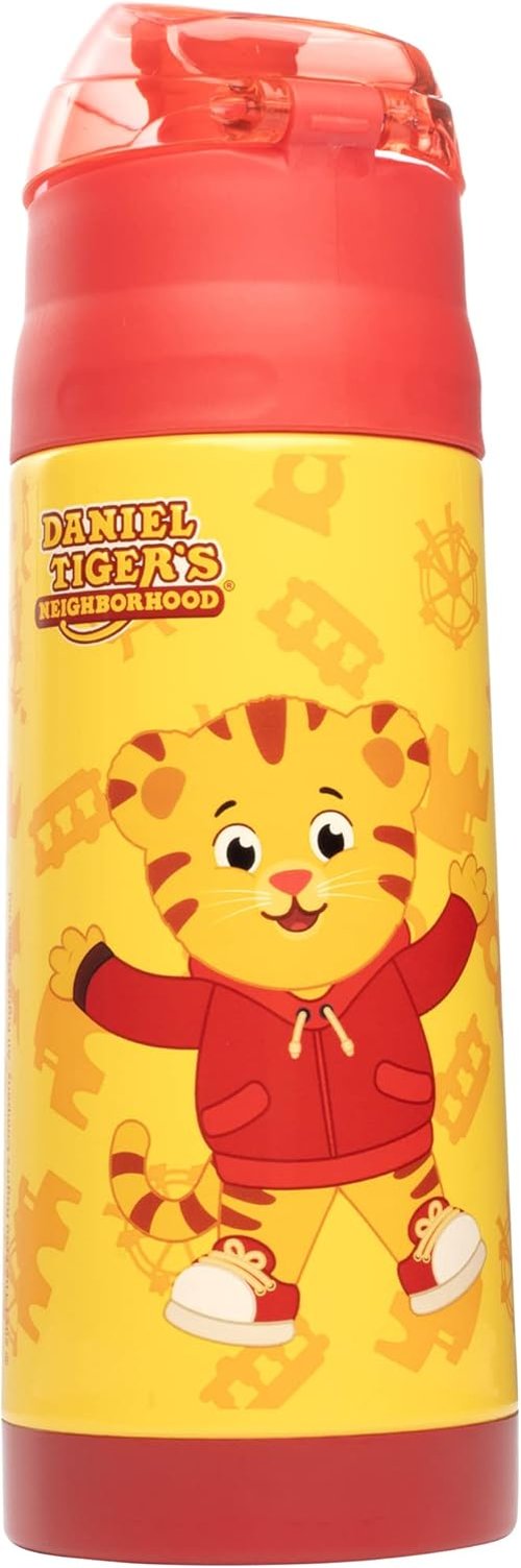 Daniel Tiger Stainless Steel Water Bottle - 13 oz Insulated, Spill-Proof Lid with Straw | Yellow, Perfect for Kids