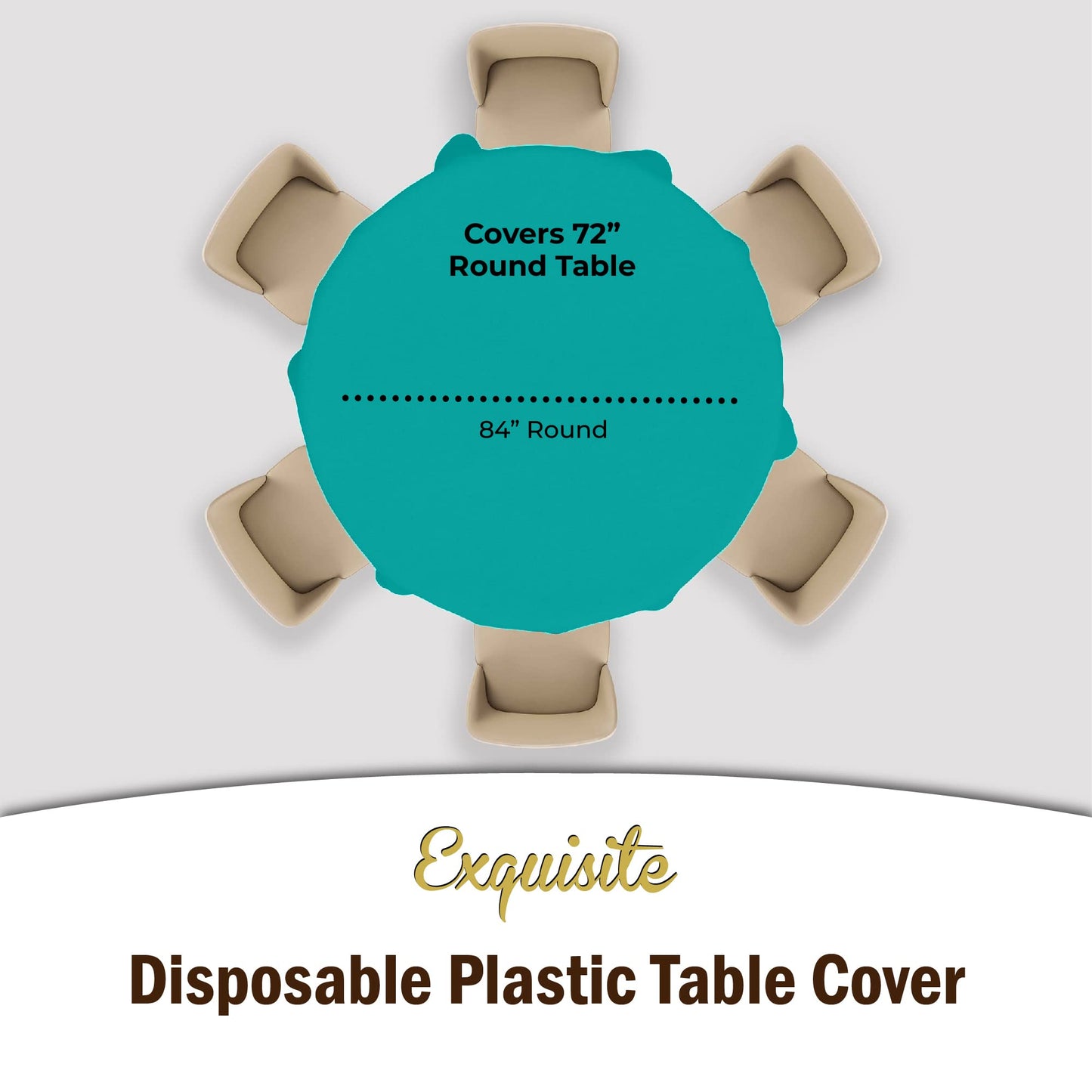 12-Pack Premium Plastic Tablecloth 84in. Round Table Cover - Teal