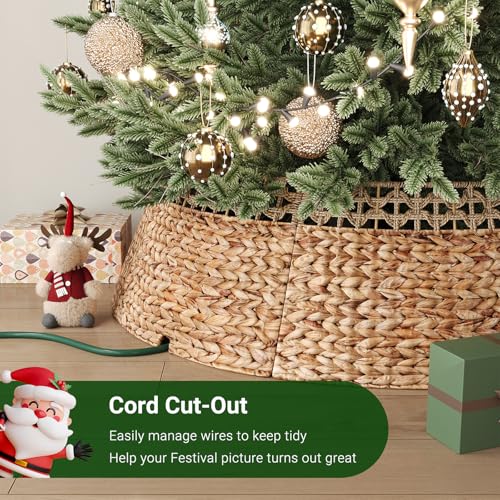 Natural 42 Inch Wicker Christmas Tree Collar - Rustic Rattan Xmas Skirt