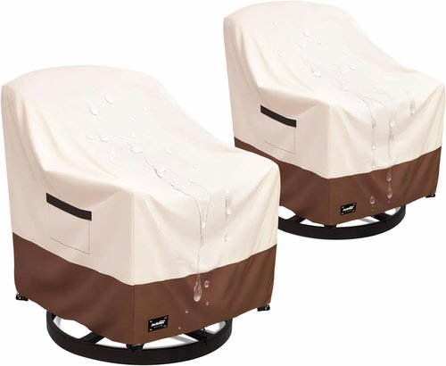 JinHrtoyi Outdoor Chair Covers - 100% Waterproof Heavy Duty Protection | 27"Wx32"Dx36"H | Beige & Brown