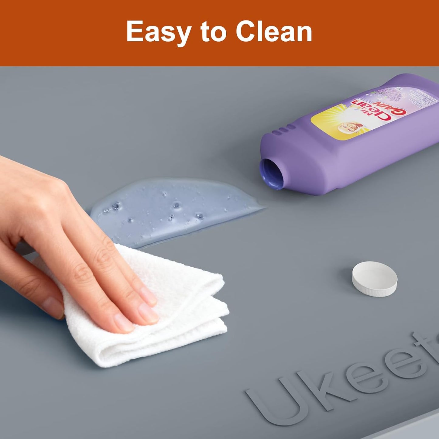 Ukeetap Extra Thick Silicone Mat - Waterproof Under Sink Mat for Kitchen & Bathroom | 22" x 19", Gray