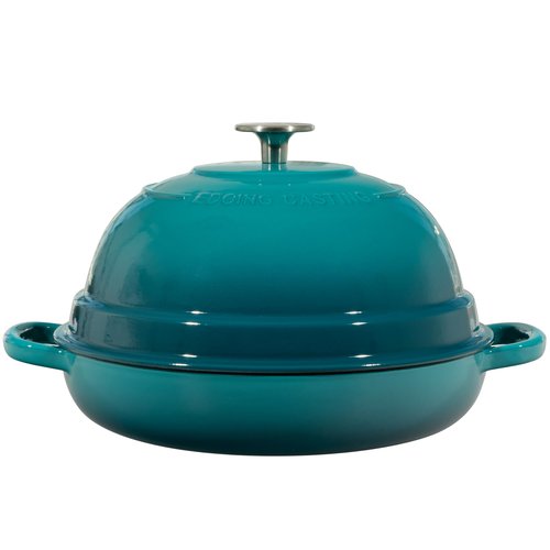 EDGING CASTING Enameled Cast Iron Dutch Oven Pot with Lid, Round Bread Oven for Homemade Sourdough Bread Baking, 6 Quart, Darkcyan
