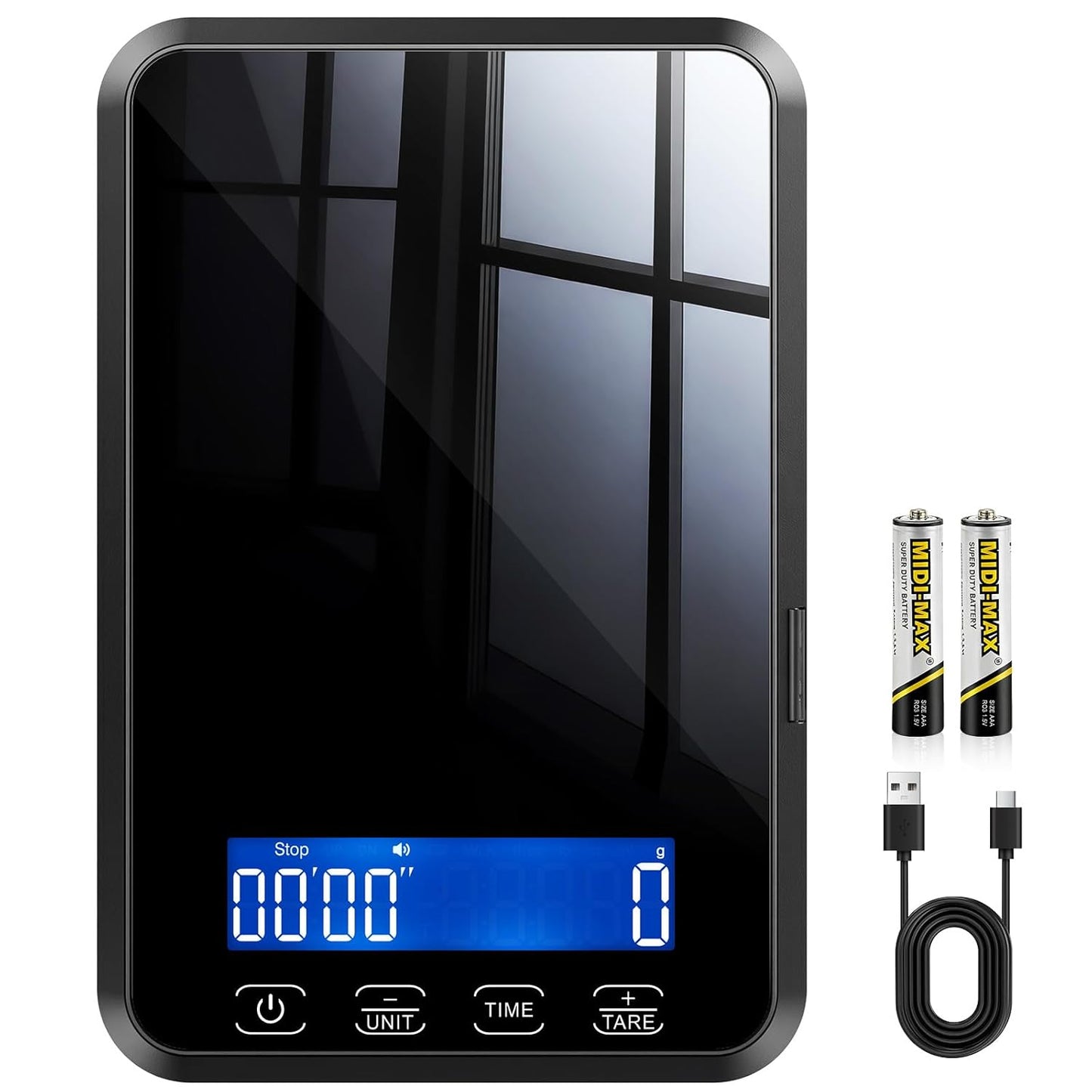 Letron Food Scale - 33 lb High Precision Kitchen Scale for Sourdough Bread | Rechargeable, 7 Units, Tare Function
