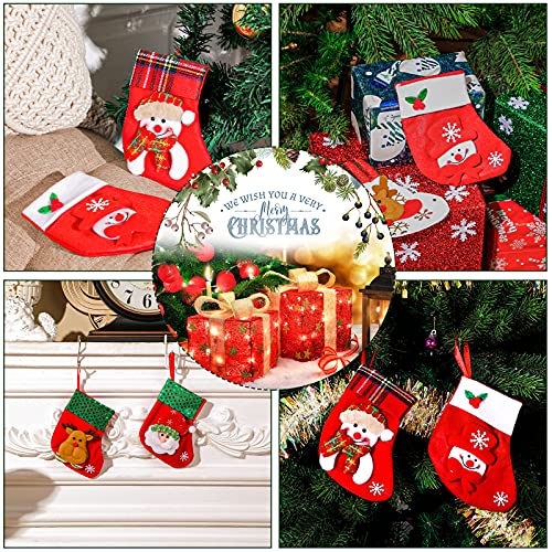 Chalyna 36 Pcs 6.8in Retro Christmas Stockings Set - 3D Santa/Snowman Reindeer, Bulk Holiday Candy Socks