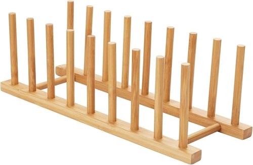 HBlife Bamboo Drying Rack - Versatile Kitchen Organizer for Plates, Cups & Pots | Space-Saving Design