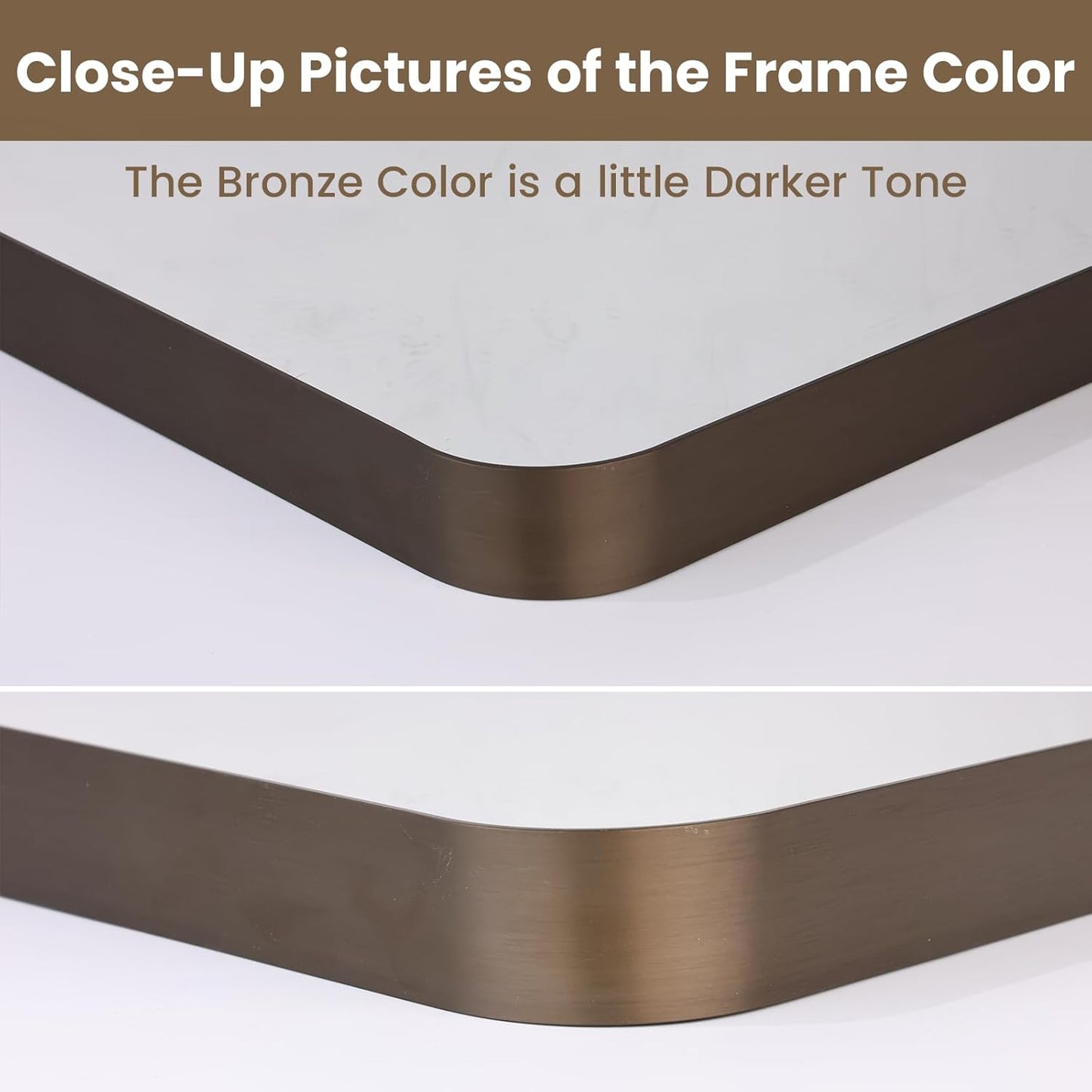 LOAAO Bronze Bathroom Mirror - 24”X32” Rounded Rectangle Design with Anti-Rust Brushed Metal Frame | Versatile Hanging Options