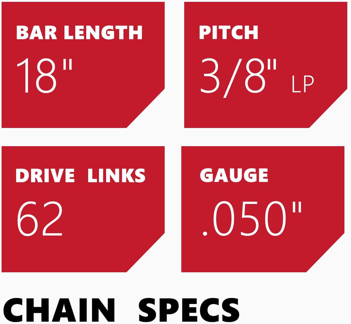 KAKEI 18-Inch Chainsaw Chain - 3/8" LP Pitch, .050" Gauge, 62 Drive Links - Fits Poulan, Kobalt, Echo & More | Semi Chisel (3 Chains)