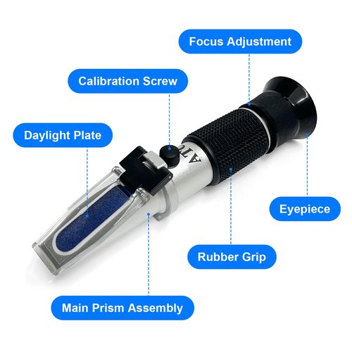 Honey Refractometer 3-in-1 with ATC, Brix & Baume Tester for Honey, Maple Syrup, Jam & Candy Making, High Accuracy Moisture Meter, Ideal Practical Gift for Beekeepers