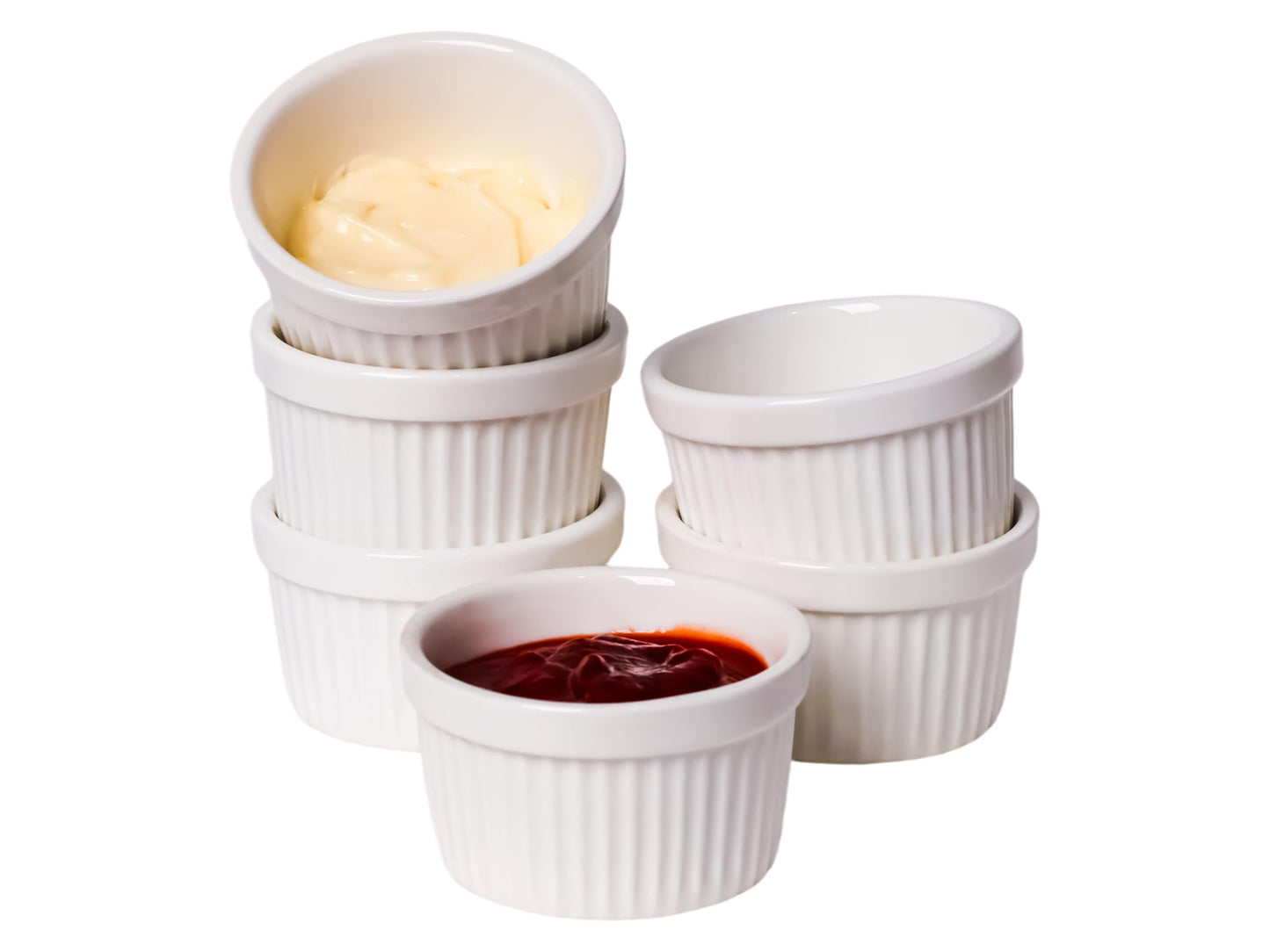 22 oz Ramekins 2 pcs Porcelain Ramekins Dishes for Souffle,Creme Brulee, Pudding, Custard Cups,Bakeware Bowls Set for Baking,Oven Safe, White (6 inch)