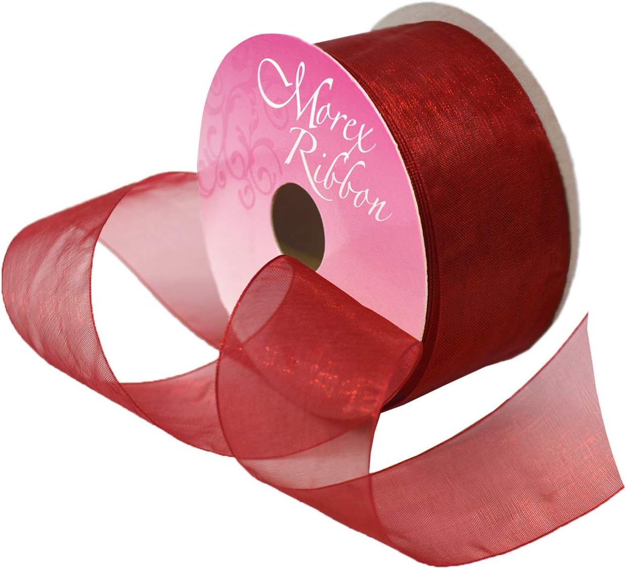 Red Organdy Nylon Ribbon - 5/8 Inch x 100 Yards | Morex 91803/100-609