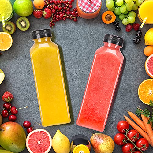 16oz Plastic Juice Bottles with Caps - 36 Pack Clear Reusable Containers