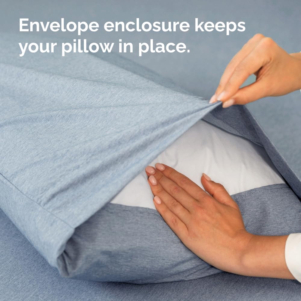 King Pillow Cases by [Brand Name] - Ultra Soft Hotel Quality Covers | Cozy, Wrinkle-Free & Fade Resistant - 4 Piece Set in Heathered Blue